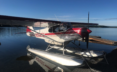 Seaplane on a lake.
